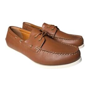 Club Room NEW Men's Elliot Boat Shoes 12 Vegan Brown Loafers Nautical Preppy